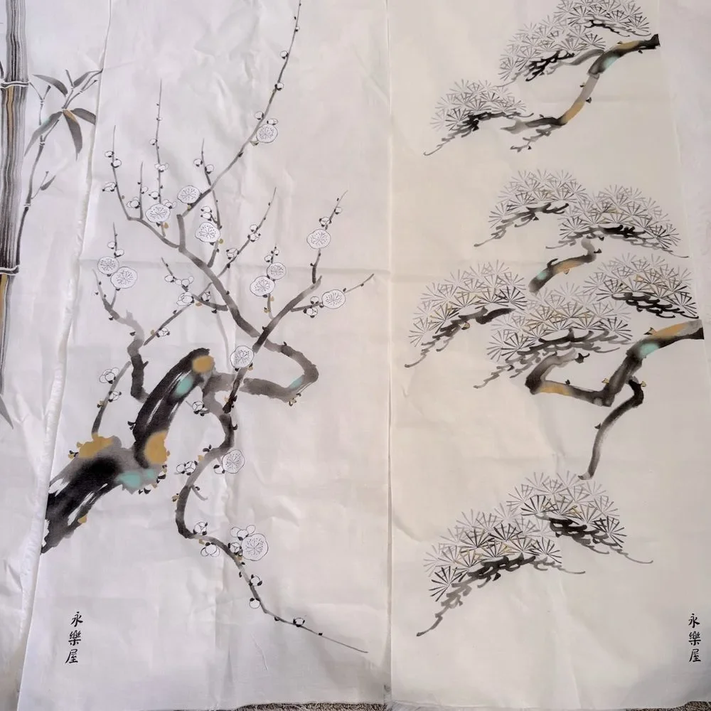 Japanese Style Printed Tree Flower Cloth Art Home Decor - Set of 3